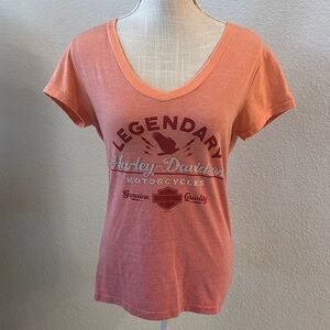 Harley-Davidson Portsmouth, VA. Bayside Orange Graphic Tee Small